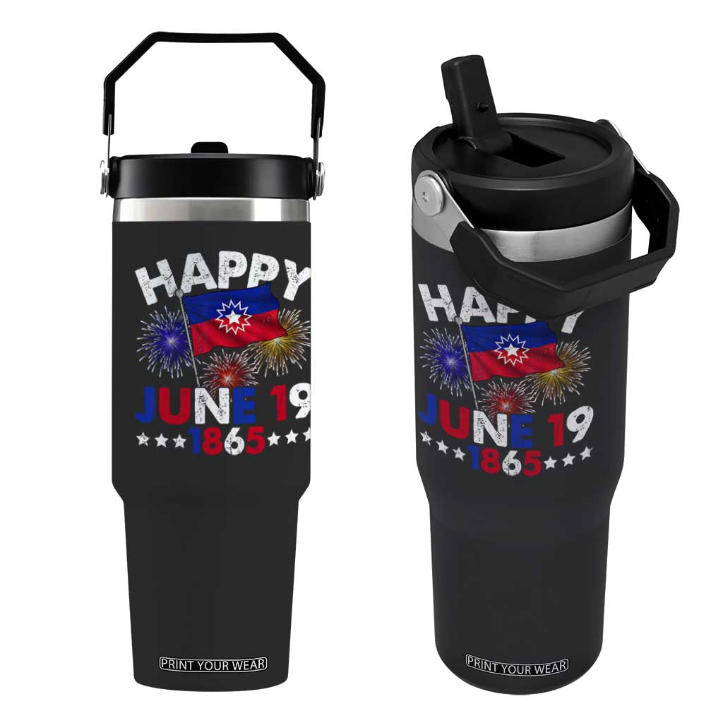 Juneteenth Flag Flip Straw Tumbler Black Freedom Black History June 19 1865 TS10 One Size: 30 oz Black Print Your Wear