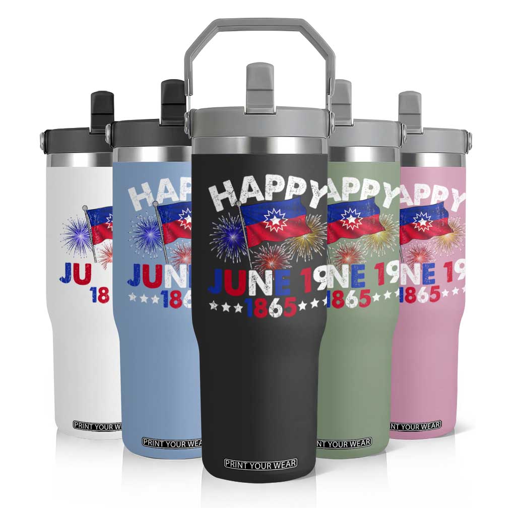 Juneteenth Flag Flip Straw Tumbler Black Freedom Black History June 19 1865 TS10 Print Your Wear