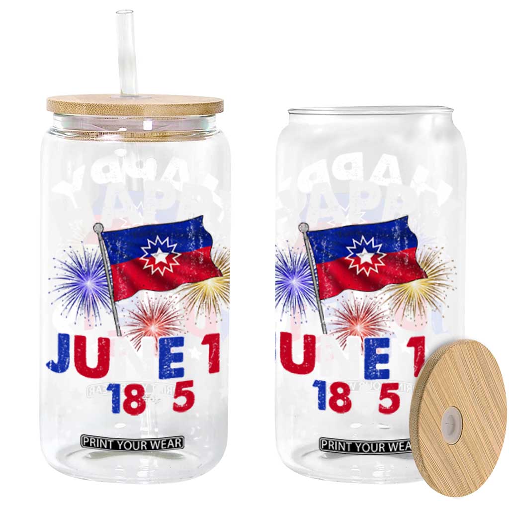 Juneteenth Flag Glass Can Black Freedom Black History June 19 1865 TS10 Black Print Your Wear