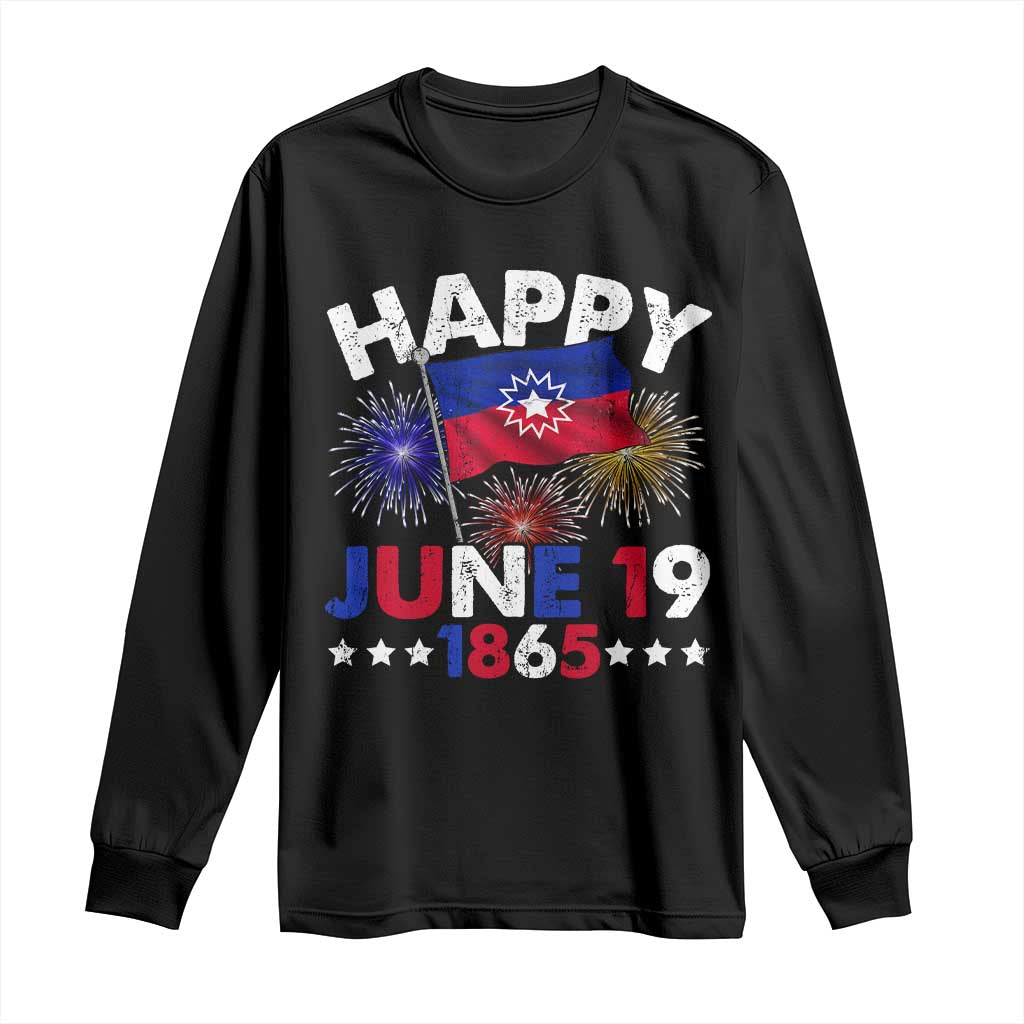 Juneteenth Flag Long Sleeve Shirt Black Freedom Black History June 19 1865 TS10 Black Print Your Wear