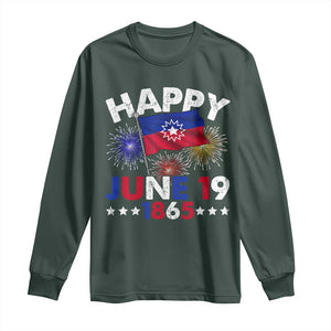 Juneteenth Flag Long Sleeve Shirt Black Freedom Black History June 19 1865 TS10 Dark Forest Green Print Your Wear