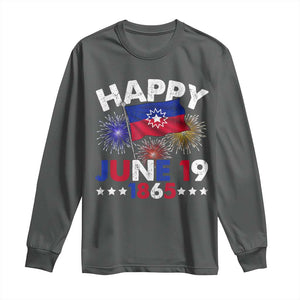 Juneteenth Flag Long Sleeve Shirt Black Freedom Black History June 19 1865 TS10 Dark Heather Print Your Wear