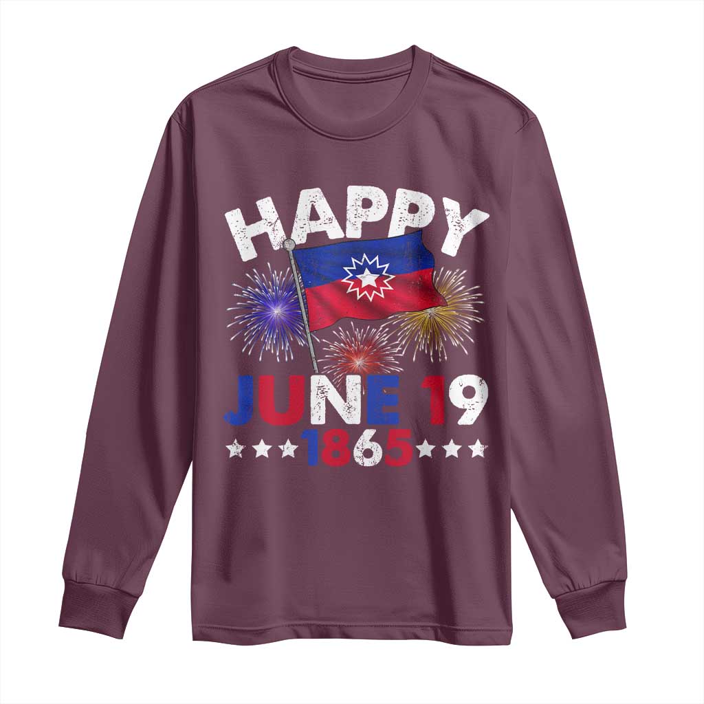 Juneteenth Flag Long Sleeve Shirt Black Freedom Black History June 19 1865 TS10 Maroon Print Your Wear