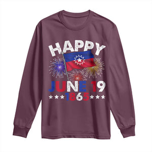 Juneteenth Flag Long Sleeve Shirt Black Freedom Black History June 19 1865 TS10 Maroon Print Your Wear