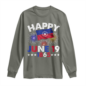 Juneteenth Flag Long Sleeve Shirt Black Freedom Black History June 19 1865 TS10 Military Green Print Your Wear