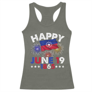 Juneteenth Flag Racerback Tank Top Black Freedom Black History June 19 1865 TS10 Military Green Print Your Wear