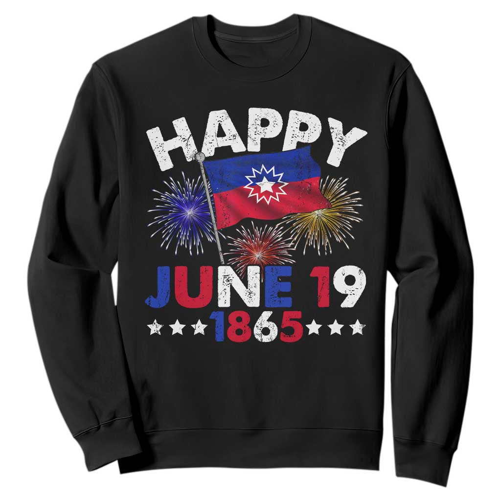 Juneteenth Flag Sweatshirt Black Freedom Black History June 19 1865 TS10 Black Print Your Wear