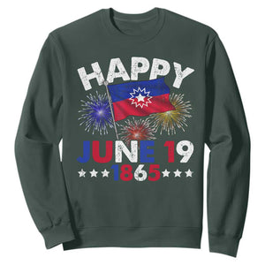 Juneteenth Flag Sweatshirt Black Freedom Black History June 19 1865 TS10 Dark Forest Green Print Your Wear