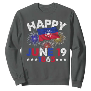 Juneteenth Flag Sweatshirt Black Freedom Black History June 19 1865 TS10 Dark Heather Print Your Wear