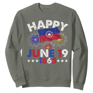 Juneteenth Flag Sweatshirt Black Freedom Black History June 19 1865 TS10 Military Green Print Your Wear
