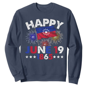 Juneteenth Flag Sweatshirt Black Freedom Black History June 19 1865 TS10 Navy Print Your Wear