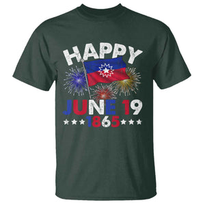 Juneteenth Flag T Shirt Black Freedom Black History June 19 1865 TS10 Dark Forest Green Print Your Wear
