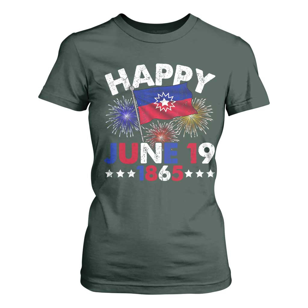 Juneteenth Flag T Shirt For Women Black Freedom Black History June 19 1865 TS10 Dark Forest Green Print Your Wear