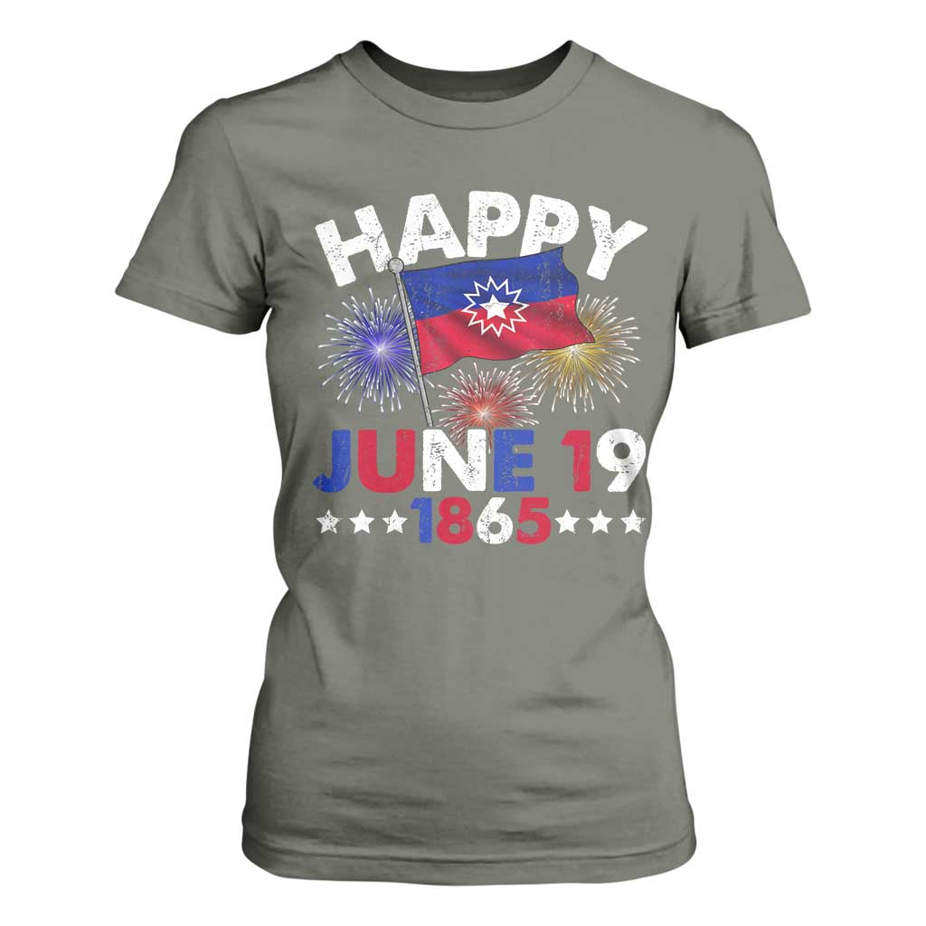 Juneteenth Flag T Shirt For Women Black Freedom Black History June 19 1865 TS10 Military Green Print Your Wear