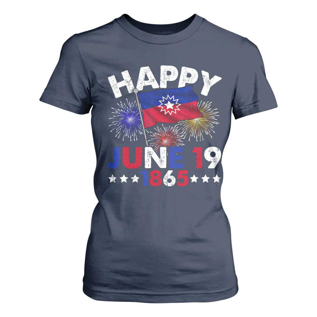 Juneteenth Flag T Shirt For Women Black Freedom Black History June 19 1865 TS10 Navy Print Your Wear