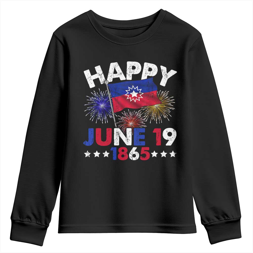 Juneteenth Flag Youth Sweatshirt Black Freedom Black History June 19 1865 TS10 Black Print Your Wear