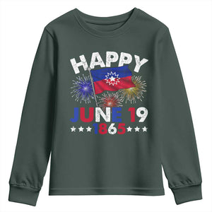 Juneteenth Flag Youth Sweatshirt Black Freedom Black History June 19 1865 TS10 Dark Forest Green Print Your Wear