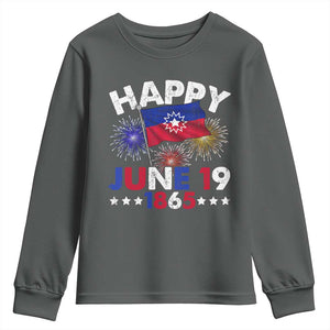 Juneteenth Flag Youth Sweatshirt Black Freedom Black History June 19 1865 TS10 Dark Heather Print Your Wear