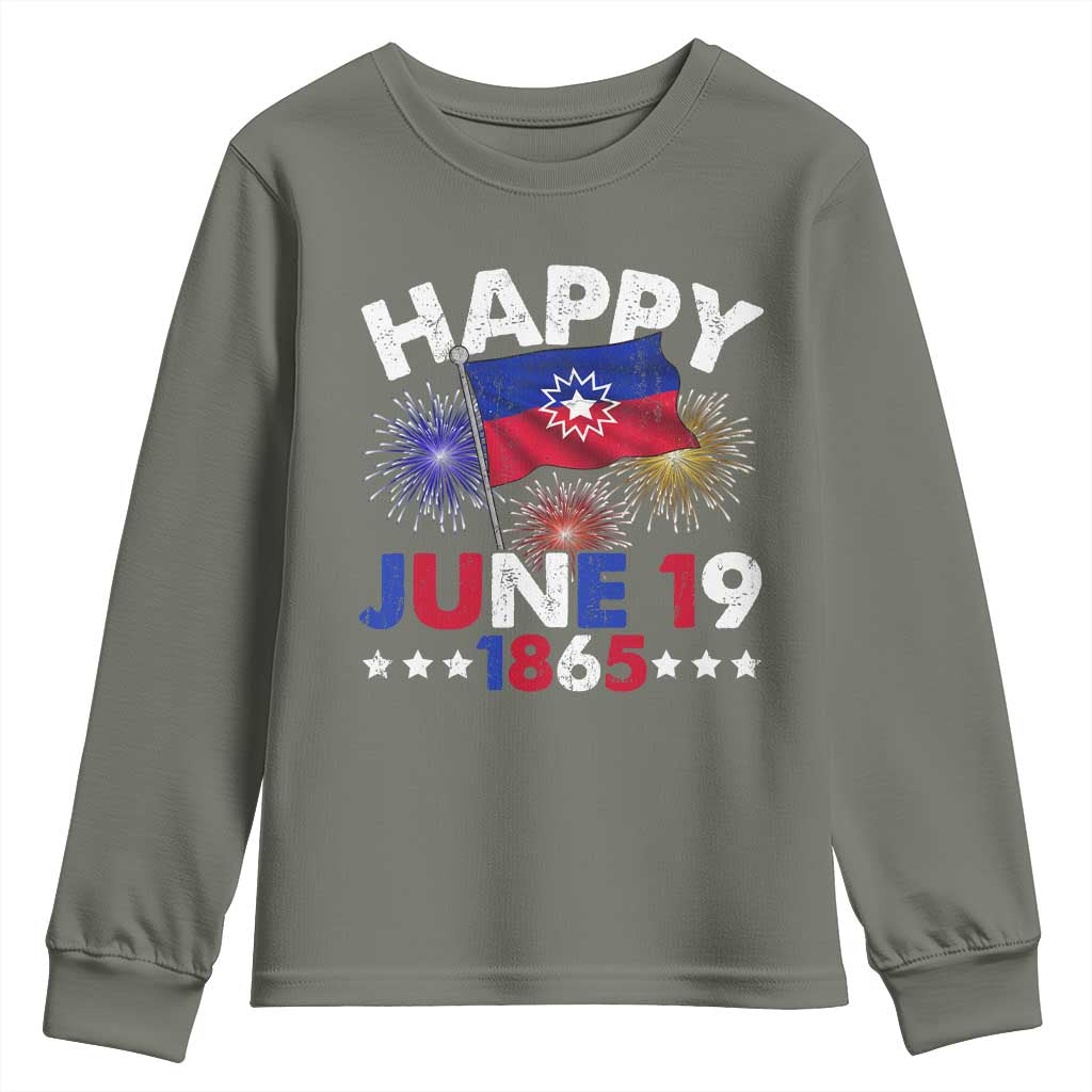 Juneteenth Flag Youth Sweatshirt Black Freedom Black History June 19 1865 TS10 Military Green Print Your Wear