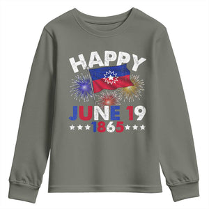 Juneteenth Flag Youth Sweatshirt Black Freedom Black History June 19 1865 TS10 Military Green Print Your Wear