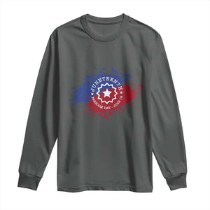 Juneteenth Freedom Day June 19 1865 Long Sleeve Shirt Juneteenth Flag TS11 Dark Heather Print Your Wear
