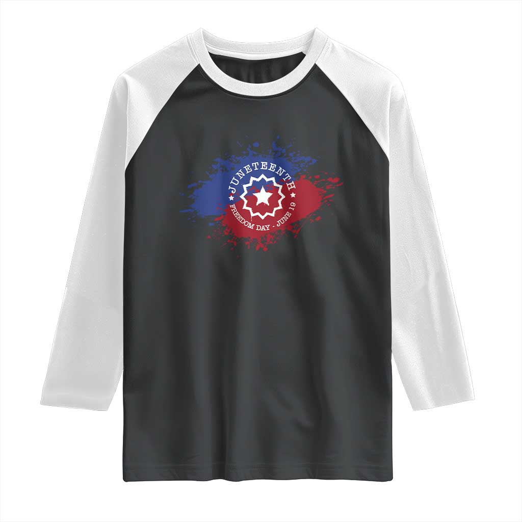 Juneteenth Freedom Day June 19 1865 Raglan Shirt Juneteenth Flag TS11 Black White Print Your Wear