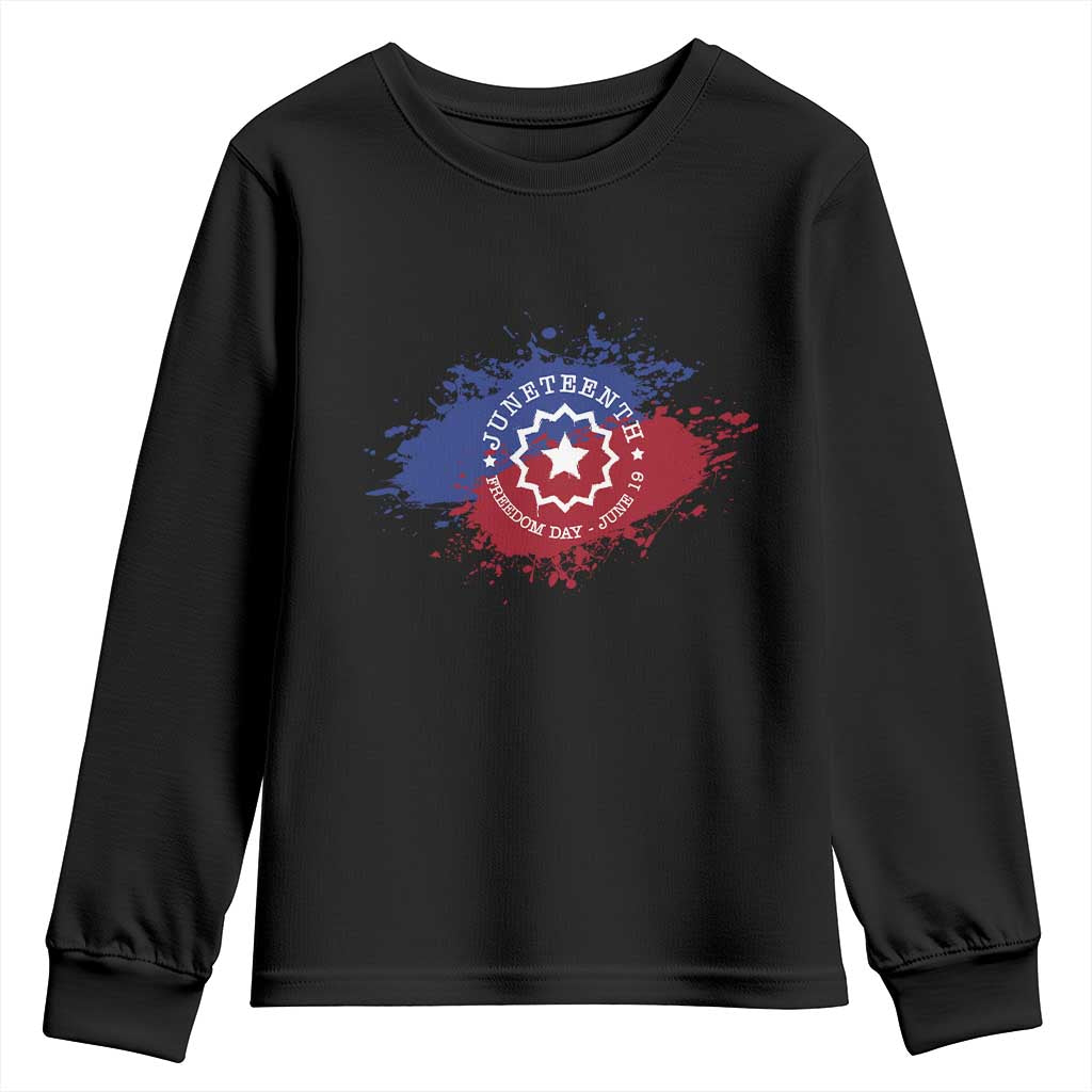 Juneteenth Freedom Day June 19 1865 Youth Sweatshirt Juneteenth Flag TS11 Black Print Your Wear
