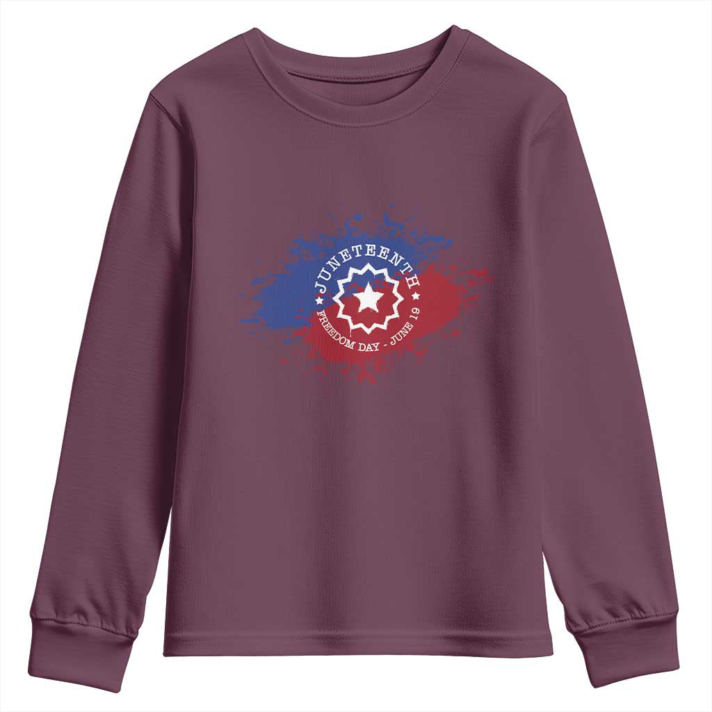 Juneteenth Freedom Day June 19 1865 Youth Sweatshirt Juneteenth Flag TS11 Maroon Print Your Wear