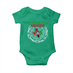 Juneteenth Galveston Texas Baby Onesie Break The Chain Freedom Since 1865 TS11 Irish Green Print Your Wear