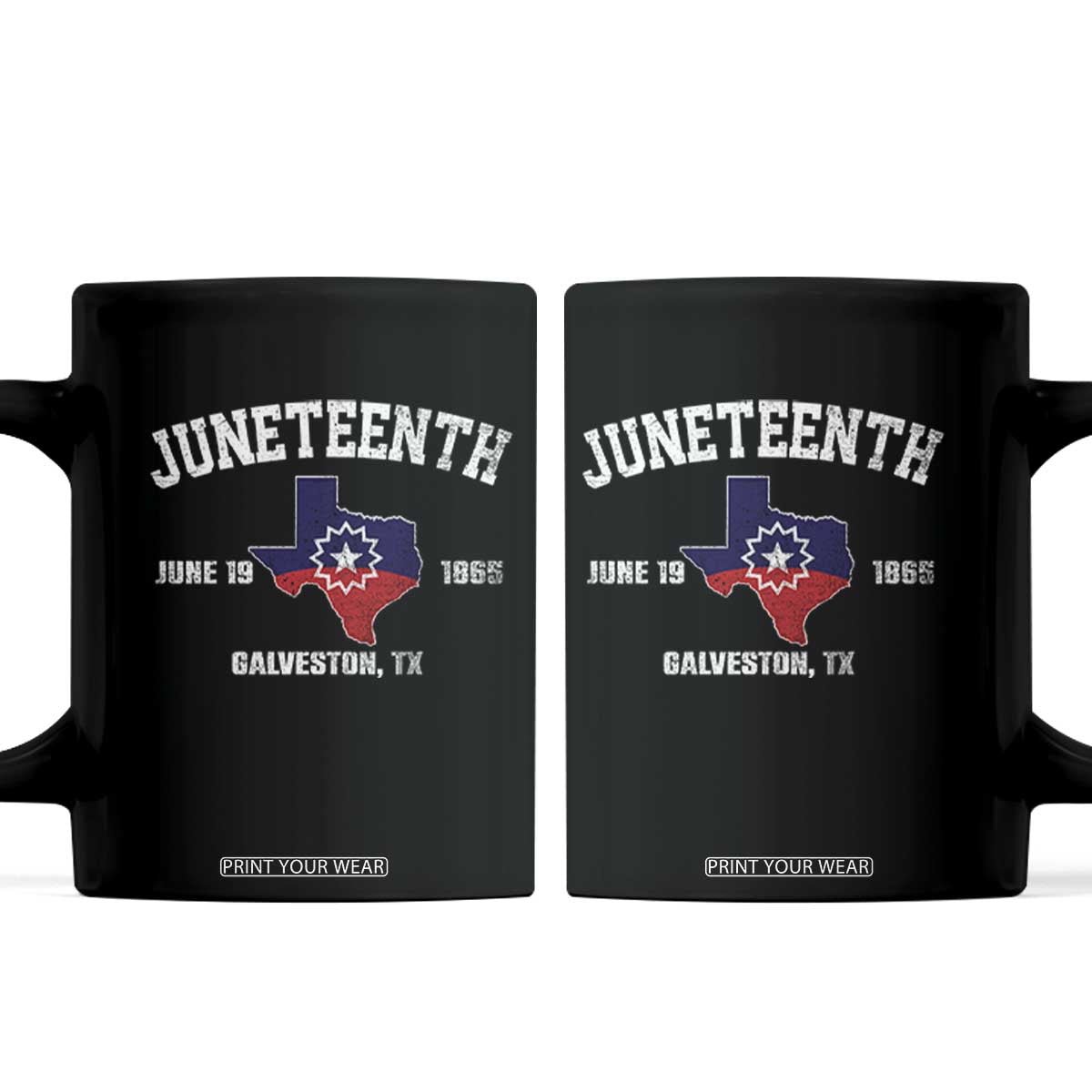 Juneteenth Galveston Texas Coffee Mug Juneteenth Flag African American History TS11 Black Print Your Wear