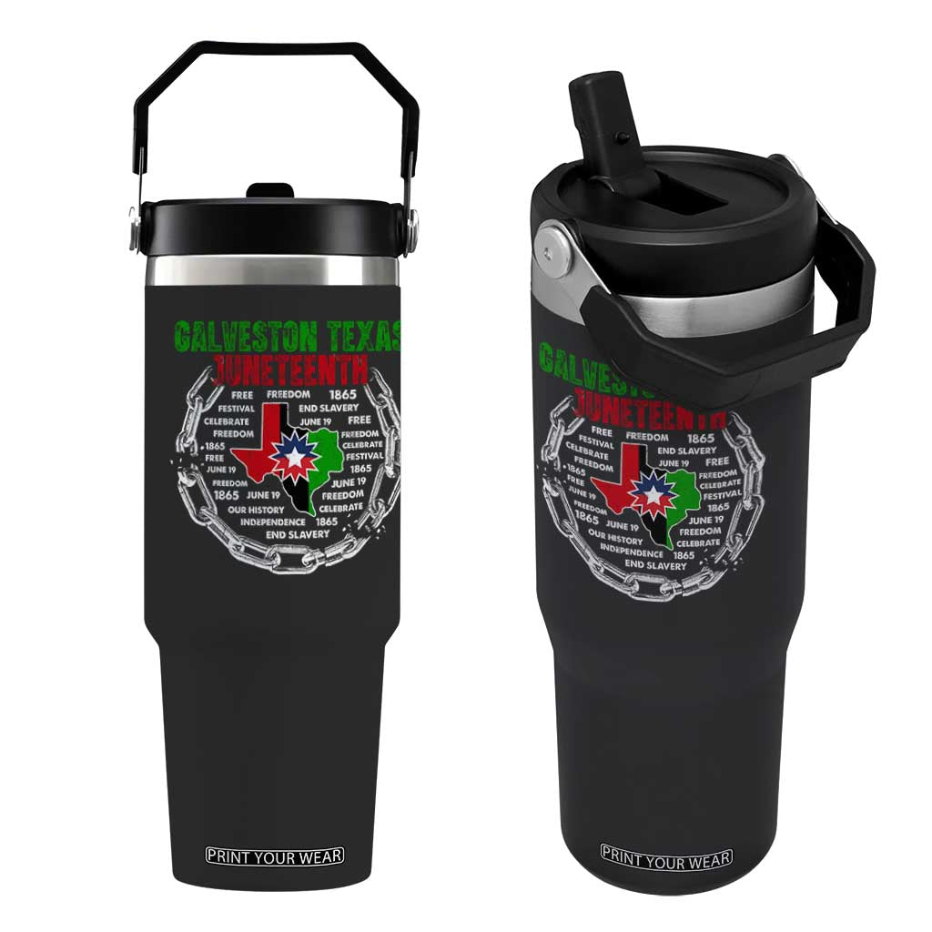 Juneteenth Galveston Texas Flip Straw Tumbler Break The Chain Freedom Since 1865 TS11 One Size: 30 oz Black Print Your Wear