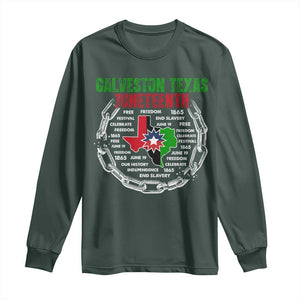 Juneteenth Galveston Texas Long Sleeve Shirt Break The Chain Freedom Since 1865 TS11 Dark Forest Green Print Your Wear