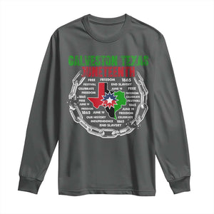 Juneteenth Galveston Texas Long Sleeve Shirt Break The Chain Freedom Since 1865 TS11 Dark Heather Print Your Wear