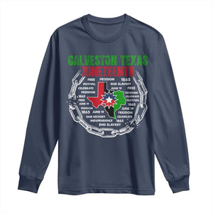 Juneteenth Galveston Texas Long Sleeve Shirt Break The Chain Freedom Since 1865 TS11 Navy Print Your Wear
