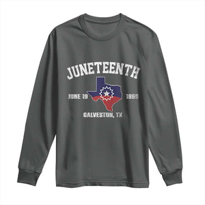 Juneteenth Galveston Texas Long Sleeve Shirt Juneteenth Flag African American History TS11 Dark Heather Print Your Wear