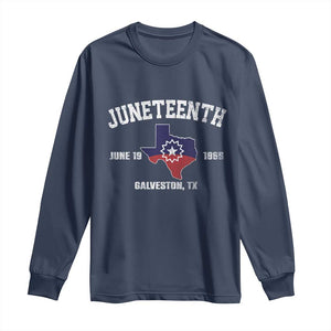 Juneteenth Galveston Texas Long Sleeve Shirt Juneteenth Flag African American History TS11 Navy Print Your Wear