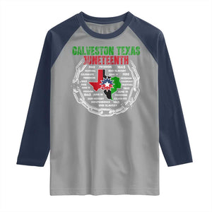 Juneteenth Galveston Texas Raglan Shirt Break The Chain Freedom Since 1865 TS11 Sport Gray Navy Print Your Wear