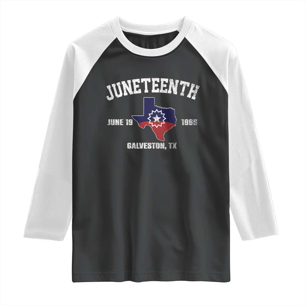 Juneteenth Galveston Texas Raglan Shirt Juneteenth Flag African American History TS11 Black White Print Your Wear