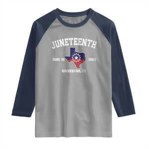 Juneteenth Galveston Texas Raglan Shirt Juneteenth Flag African American History TS11 Sport Gray Navy Print Your Wear