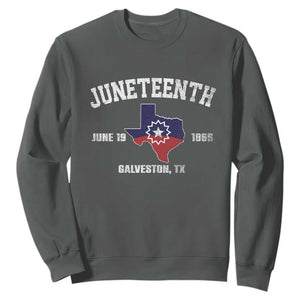 Juneteenth Galveston Texas Sweatshirt Juneteenth Flag African American History TS11 Dark Heather Print Your Wear