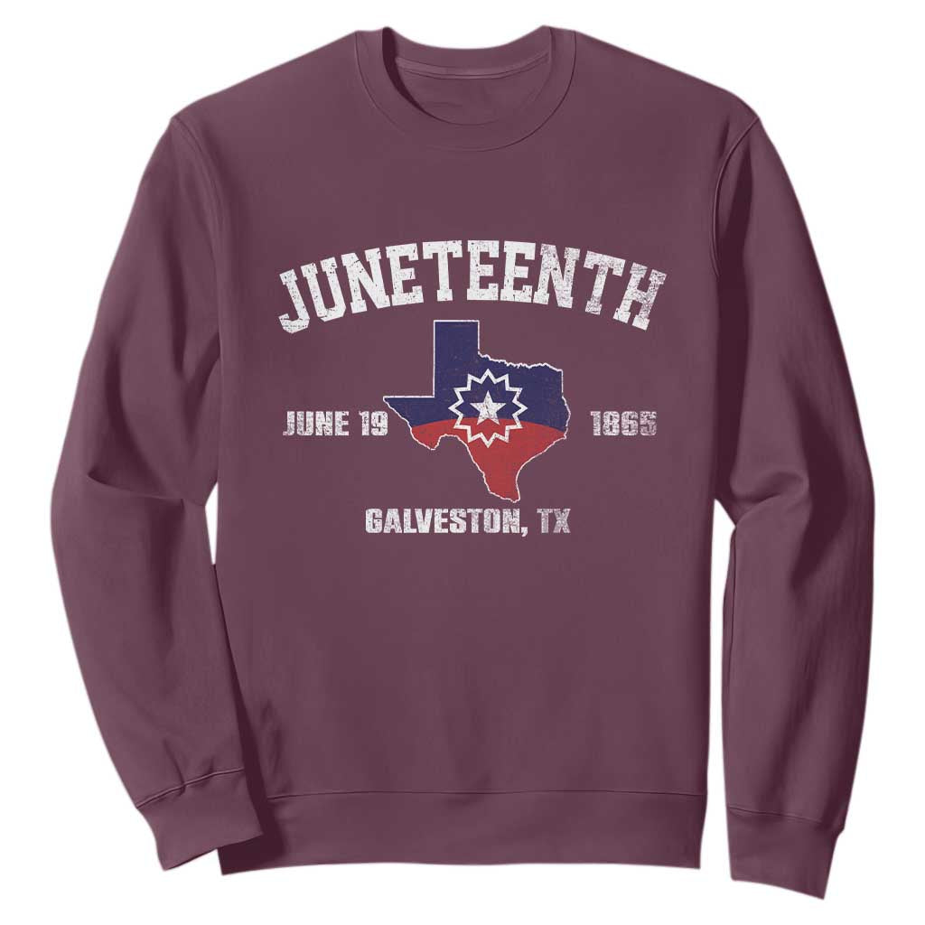 Juneteenth Galveston Texas Sweatshirt Juneteenth Flag African American History TS11 Maroon Print Your Wear