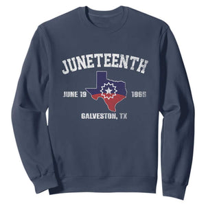 Juneteenth Galveston Texas Sweatshirt Juneteenth Flag African American History TS11 Navy Print Your Wear