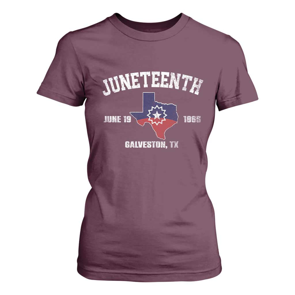 Juneteenth Galveston Texas T Shirt For Women Juneteenth Flag African American History TS11 Maroon Print Your Wear