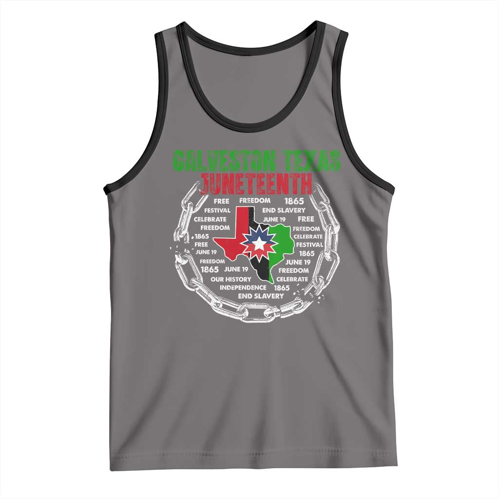 Juneteenth Galveston Texas Tank Top Break The Chain Freedom Since 1865 TS11 Deep Heather Black Print Your Wear