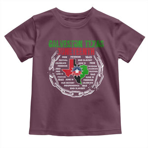 Juneteenth Galveston Texas Toddler T Shirt Break The Chain Freedom Since 1865 TS11 Maroon Print Your Wear