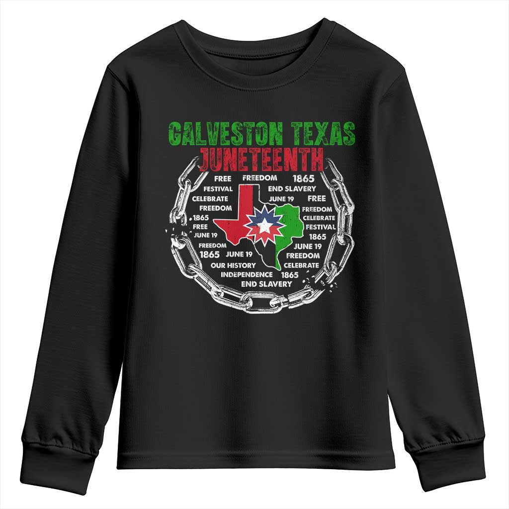 Juneteenth Galveston Texas Youth Sweatshirt Break The Chain Freedom Since 1865 TS11 Black Print Your Wear
