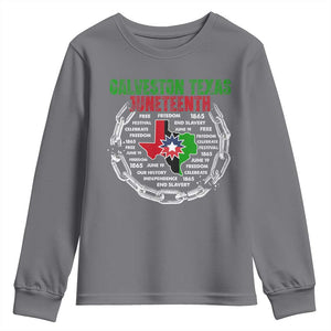 Juneteenth Galveston Texas Youth Sweatshirt Break The Chain Freedom Since 1865 TS11 Charcoal Print Your Wear