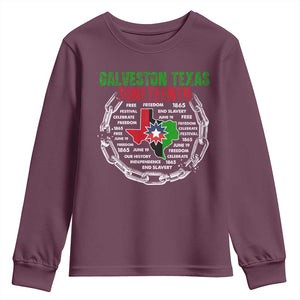 Juneteenth Galveston Texas Youth Sweatshirt Break The Chain Freedom Since 1865 TS11 Maroon Print Your Wear