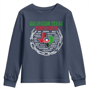 Juneteenth Galveston Texas Youth Sweatshirt Break The Chain Freedom Since 1865 TS11 Navy Print Your Wear