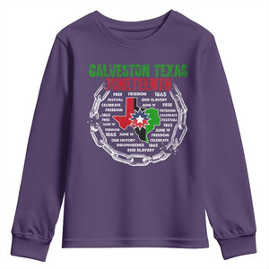 Juneteenth Galveston Texas Youth Sweatshirt Break The Chain Freedom Since 1865 TS11 Purple Print Your Wear